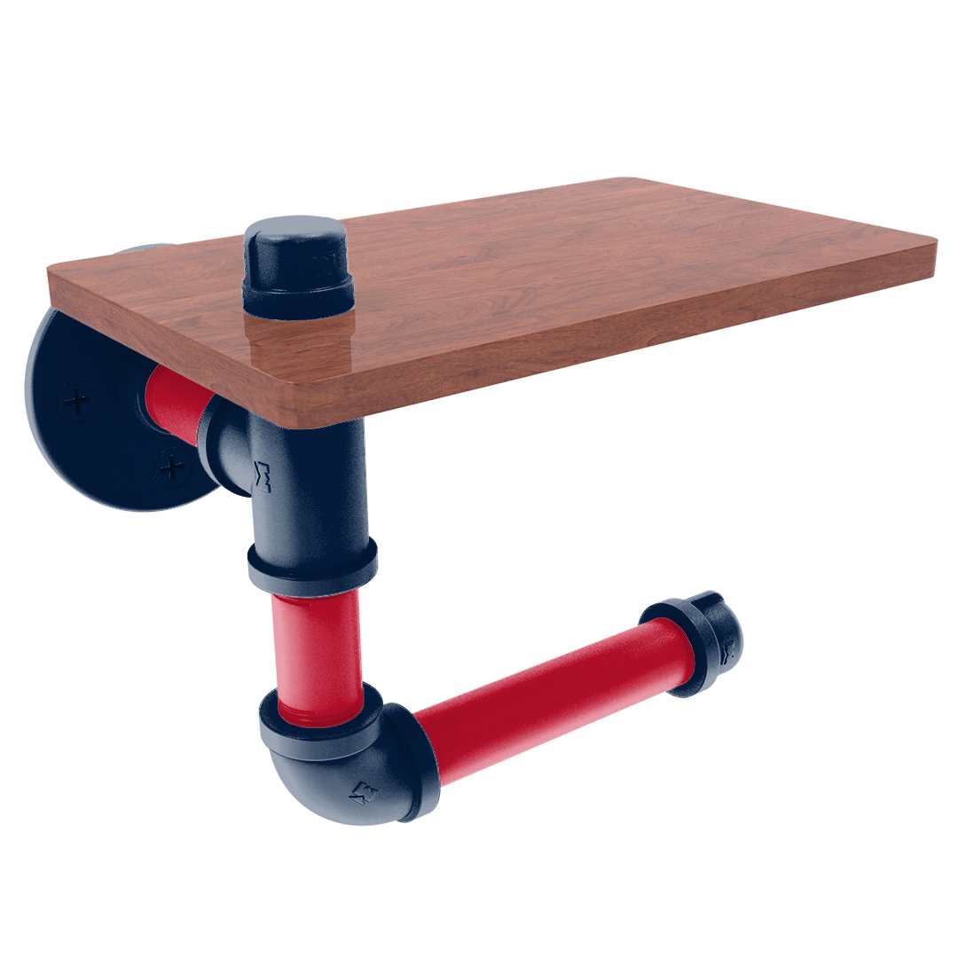 Slapshot Collection Toilet Paper Holder with Wood Shelf Winnipeg Edition