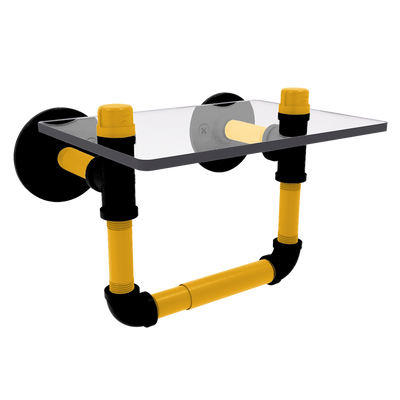 Slapshot Collection Toilet Tissue Holder with Glass Shelf Boston Edition