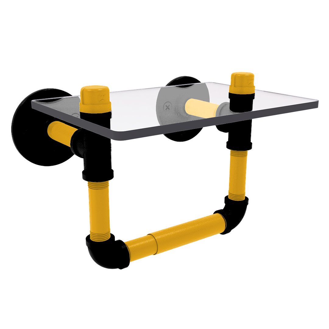 Slapshot Collection Toilet Tissue Holder with Glass Shelf Boston Edition