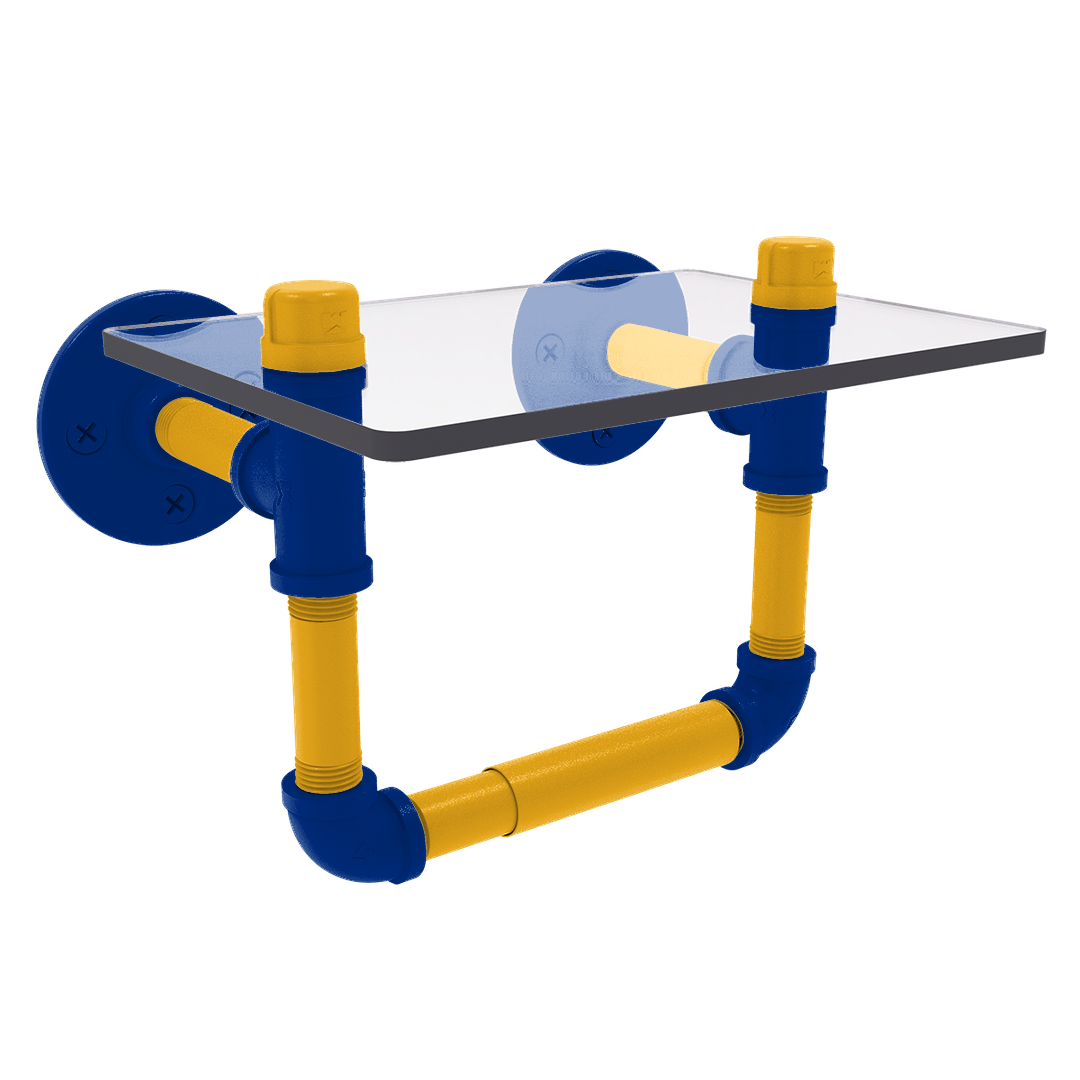 Slapshot Collection Toilet Tissue Holder with Glass Shelf Buffalo Edition