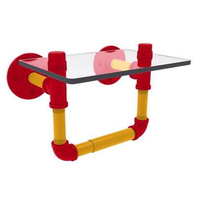 Slapshot Collection Toilet Tissue Holder with Glass Shelf Calgary Edition