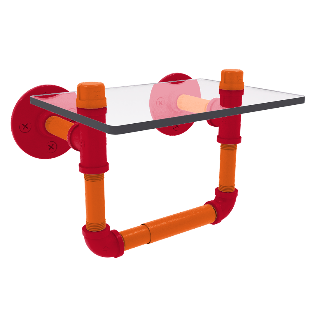 Slapshot Collection Toilet Tissue Holder with Glass Shelf Chicago Edition