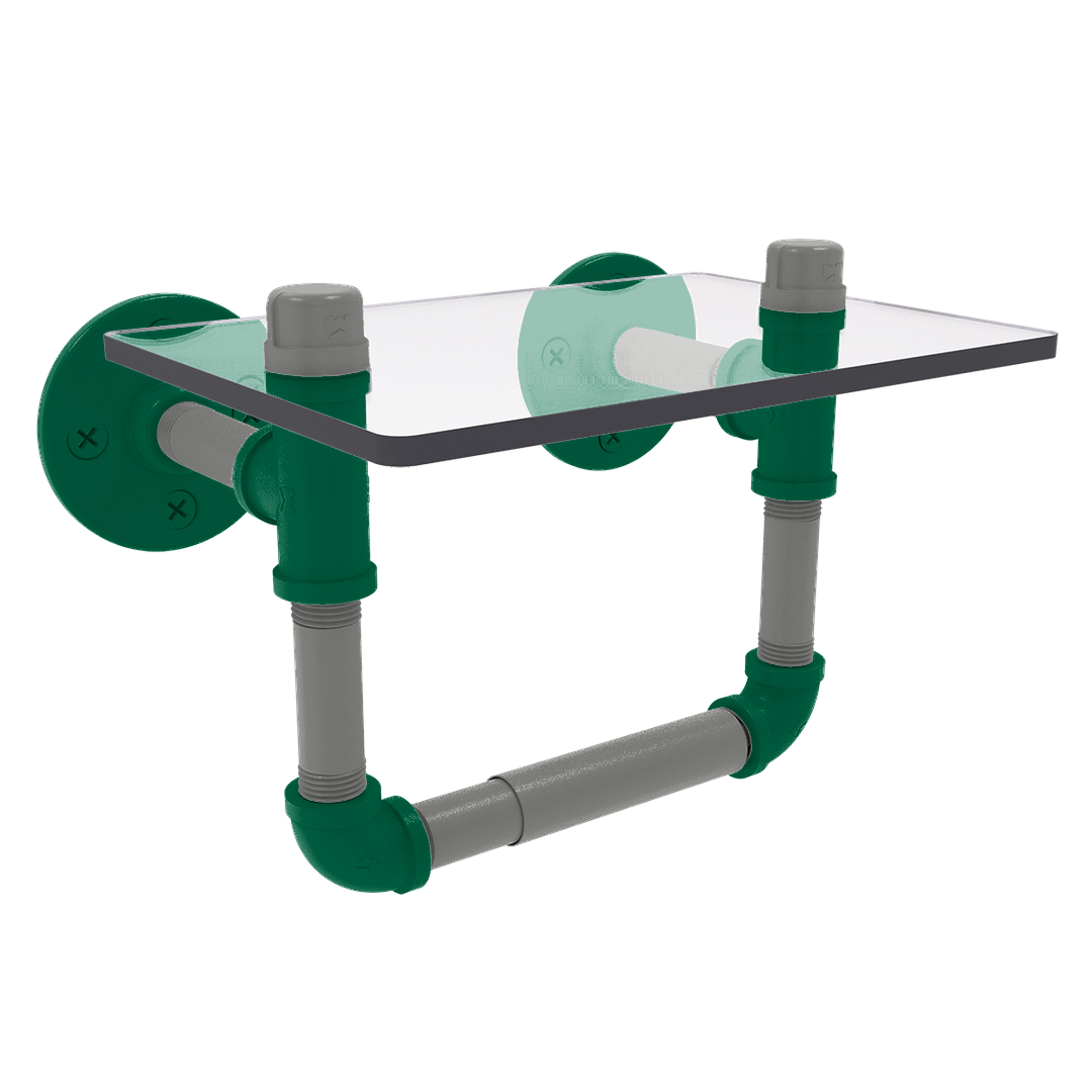 Slapshot Collection Toilet Tissue Holder with Glass Shelf Dallas Edition