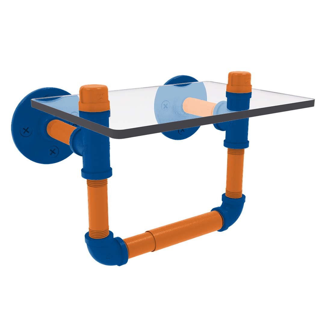 Slapshot Collection Toilet Tissue Holder with Glass Shelf New York Long Island Edition