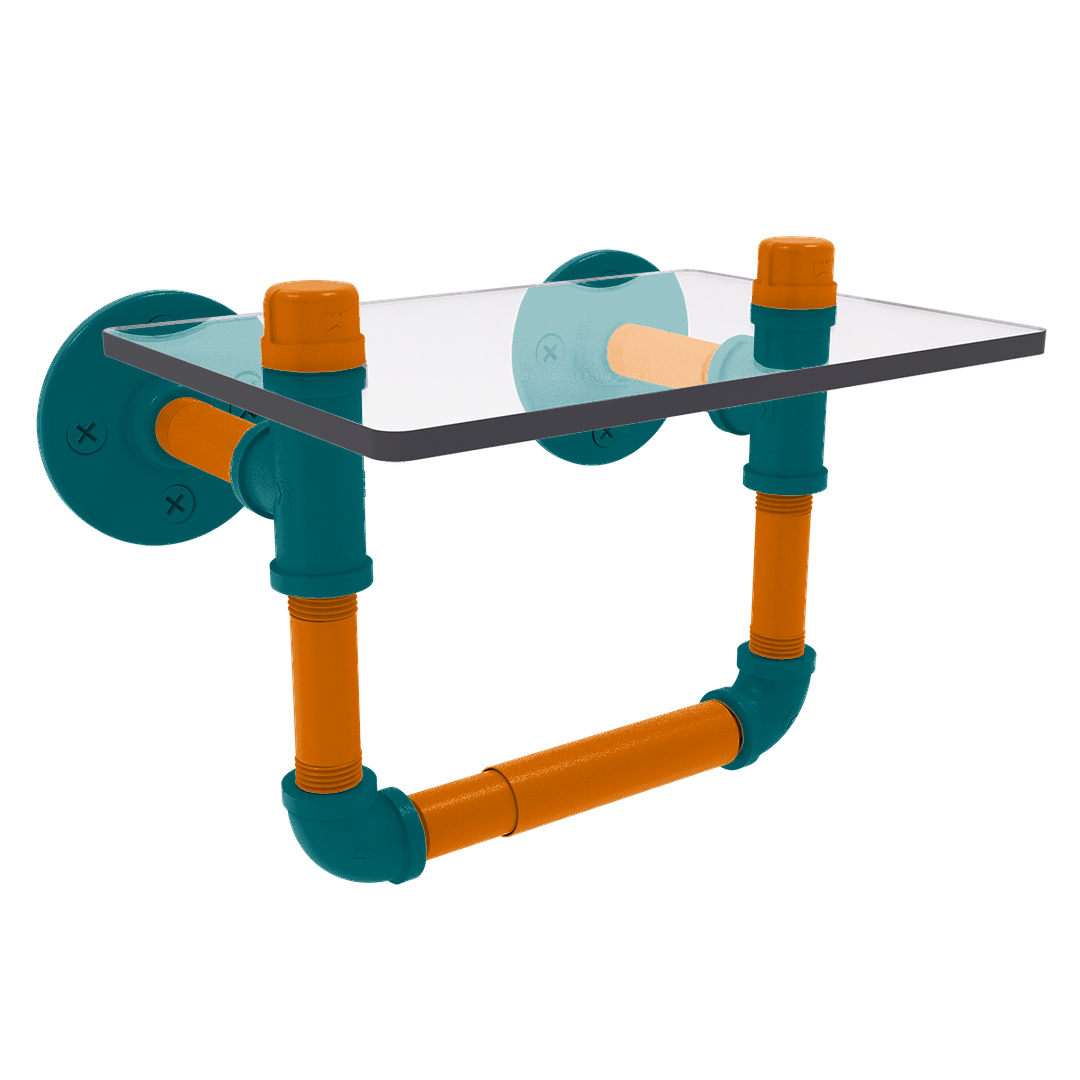 Slapshot Collection Toilet Tissue Holder with Glass Shelf San Jose Edition