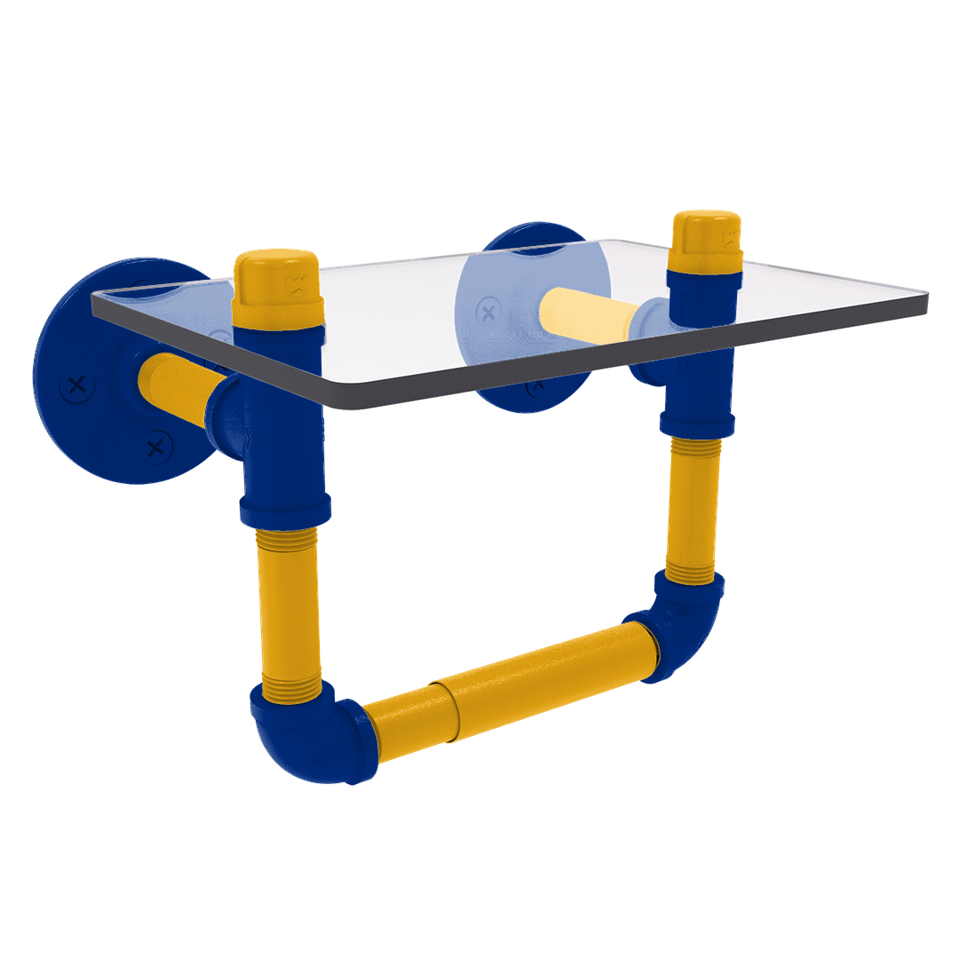 Slapshot Collection Toilet Tissue Holder with Glass Shelf St. Louis Edition