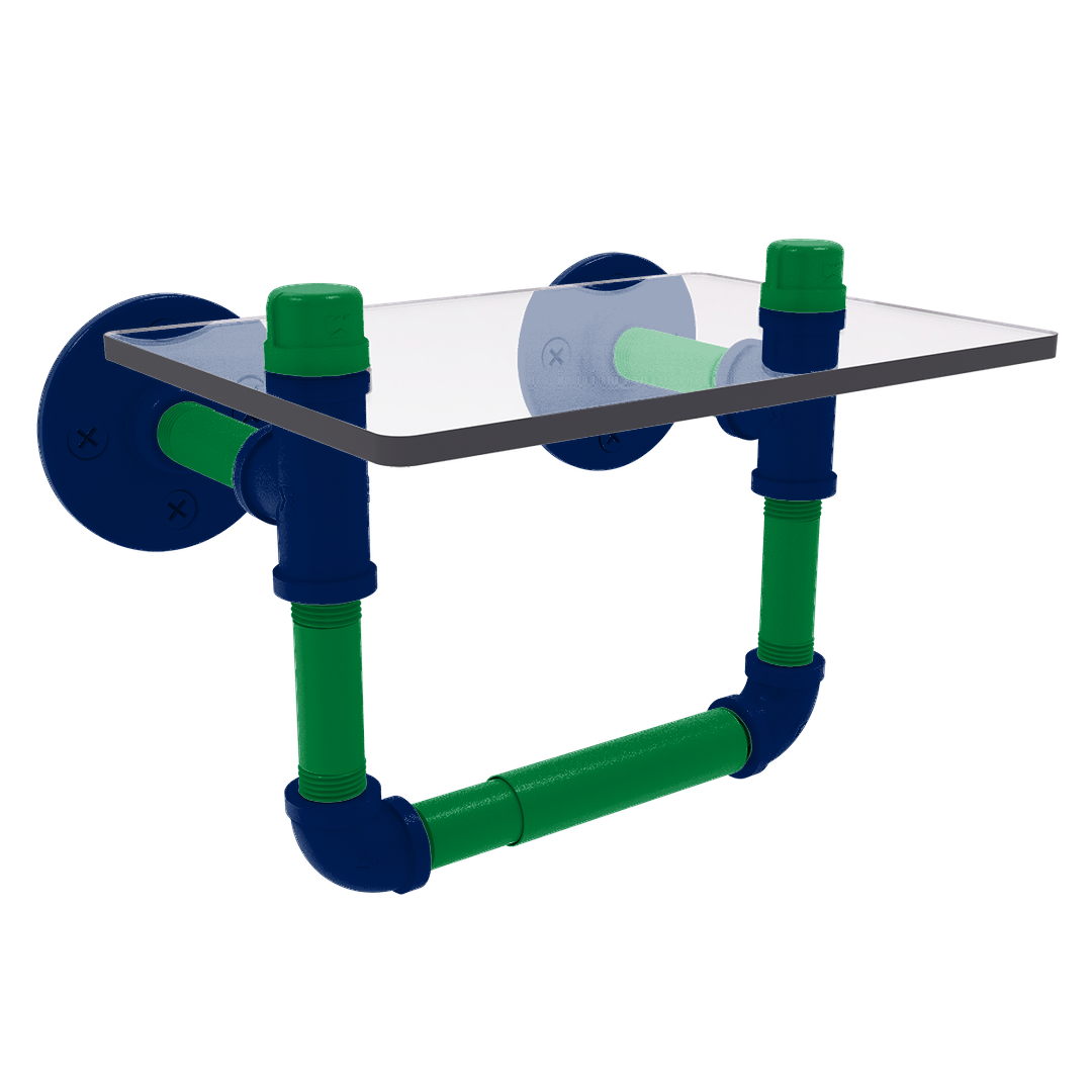 Slapshot Collection Toilet Tissue Holder with Glass Shelf Vancouver Edition