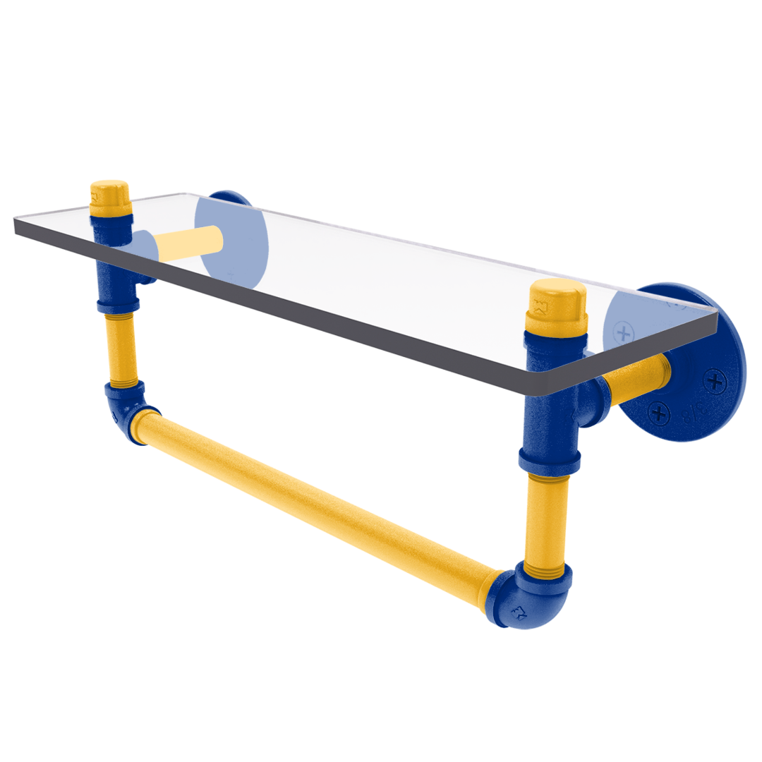 Slapshot Collection Glass Shelf with Towel Bar Buffalo Edition