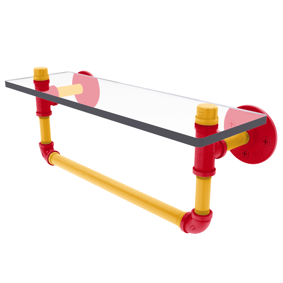 Slapshot Collection Glass Shelf with Towel Bar Calgary Edition