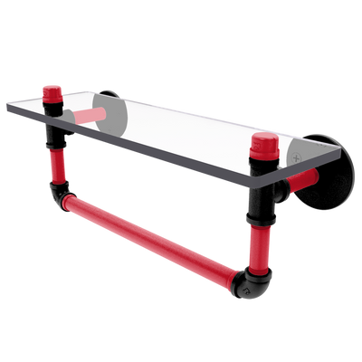 Slapshot Collection Glass Shelf with Towel Bar Carolina Edition