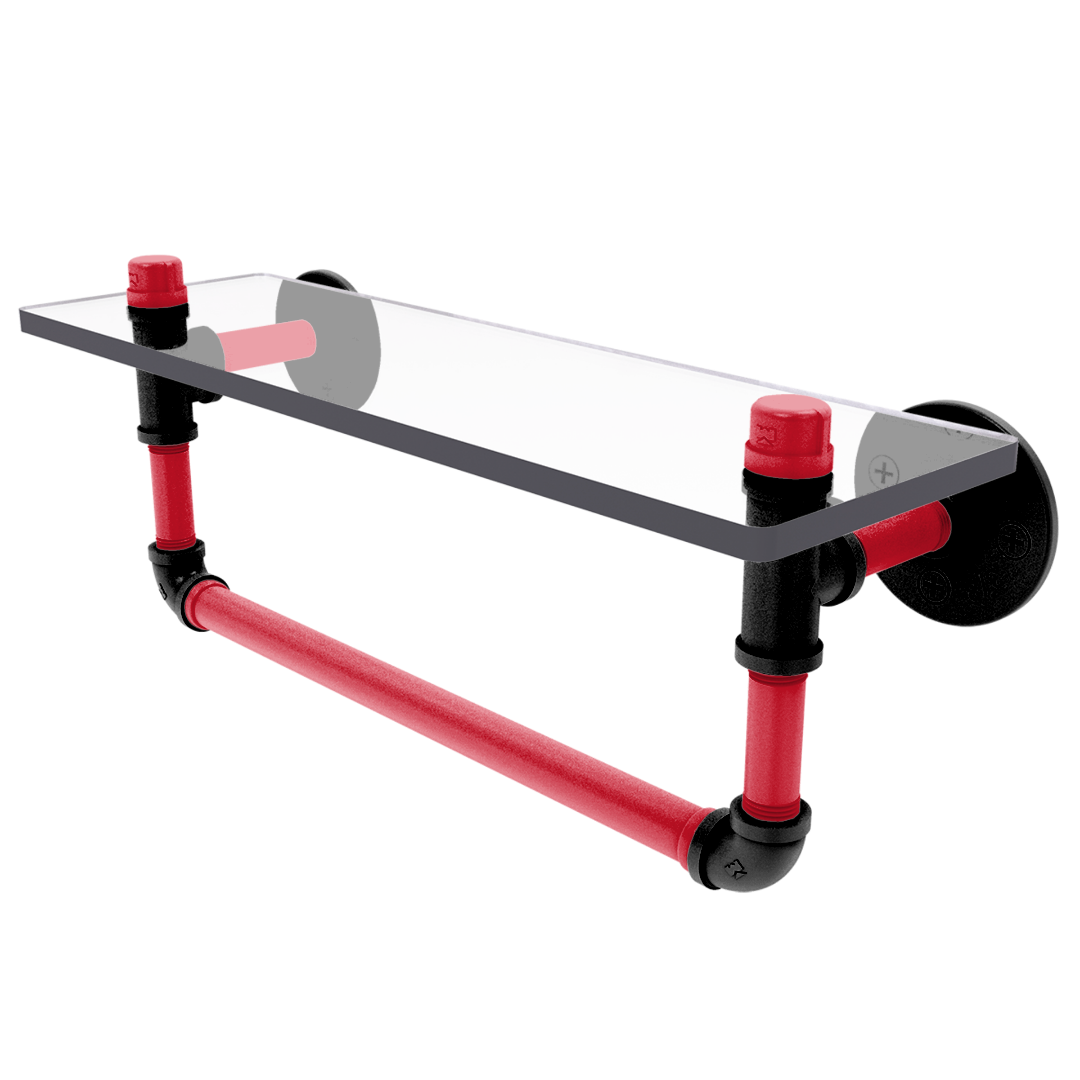 Slapshot Collection Glass Shelf with Towel Bar Carolina Edition