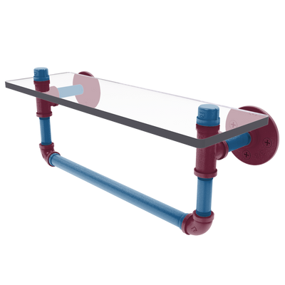 Slapshot Collection Glass Shelf with Towel Bar Colorado Edition
