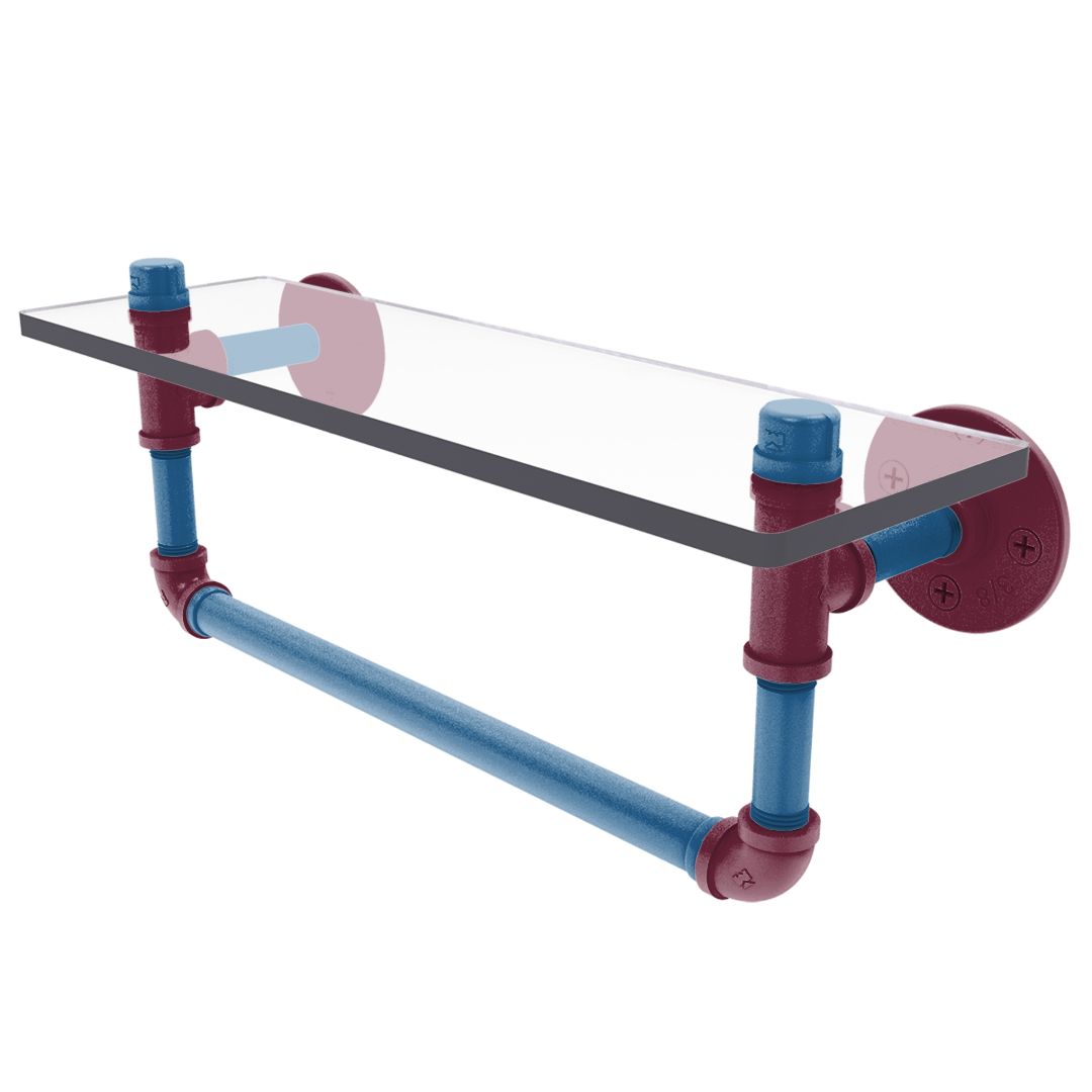 Slapshot Collection Glass Shelf with Towel Bar Colorado Edition
