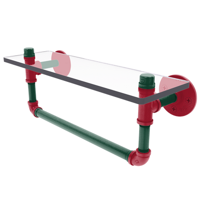 Slapshot Collection Glass Shelf with Towel Bar Minnesota Edition