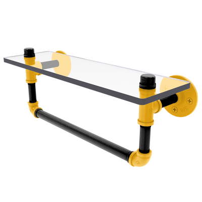 Slapshot Collection Glass Shelf with Towel Bar Pittsburgh Edition