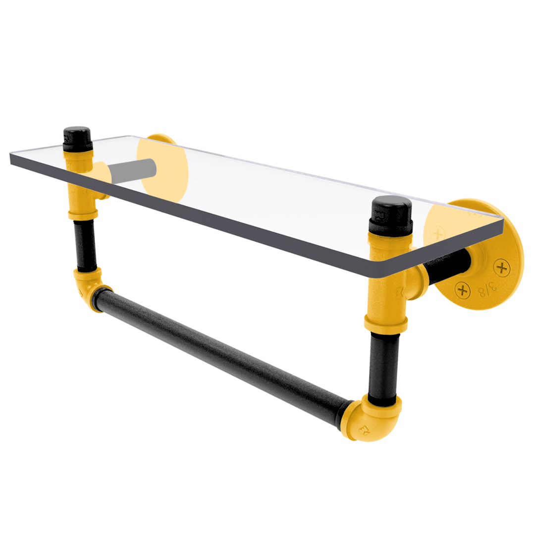 Slapshot Collection Glass Shelf with Towel Bar Pittsburgh Edition