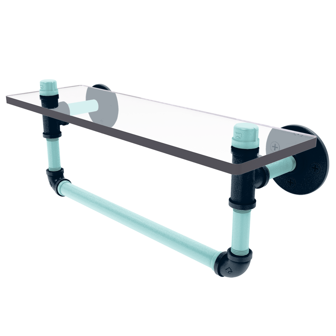 Slapshot Collection Glass Shelf with Towel Bar Seattle Edition