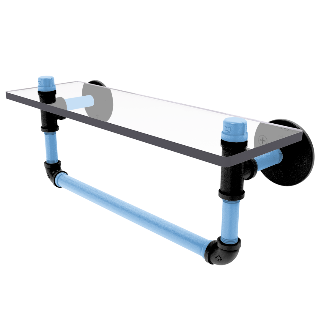 Slapshot Collection Glass Shelf with Towel Bar Utah Edition