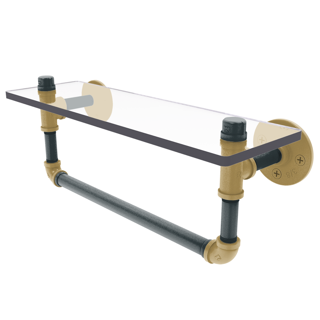 Slapshot Collection Glass Shelf with Towel Bar Vegas Edition