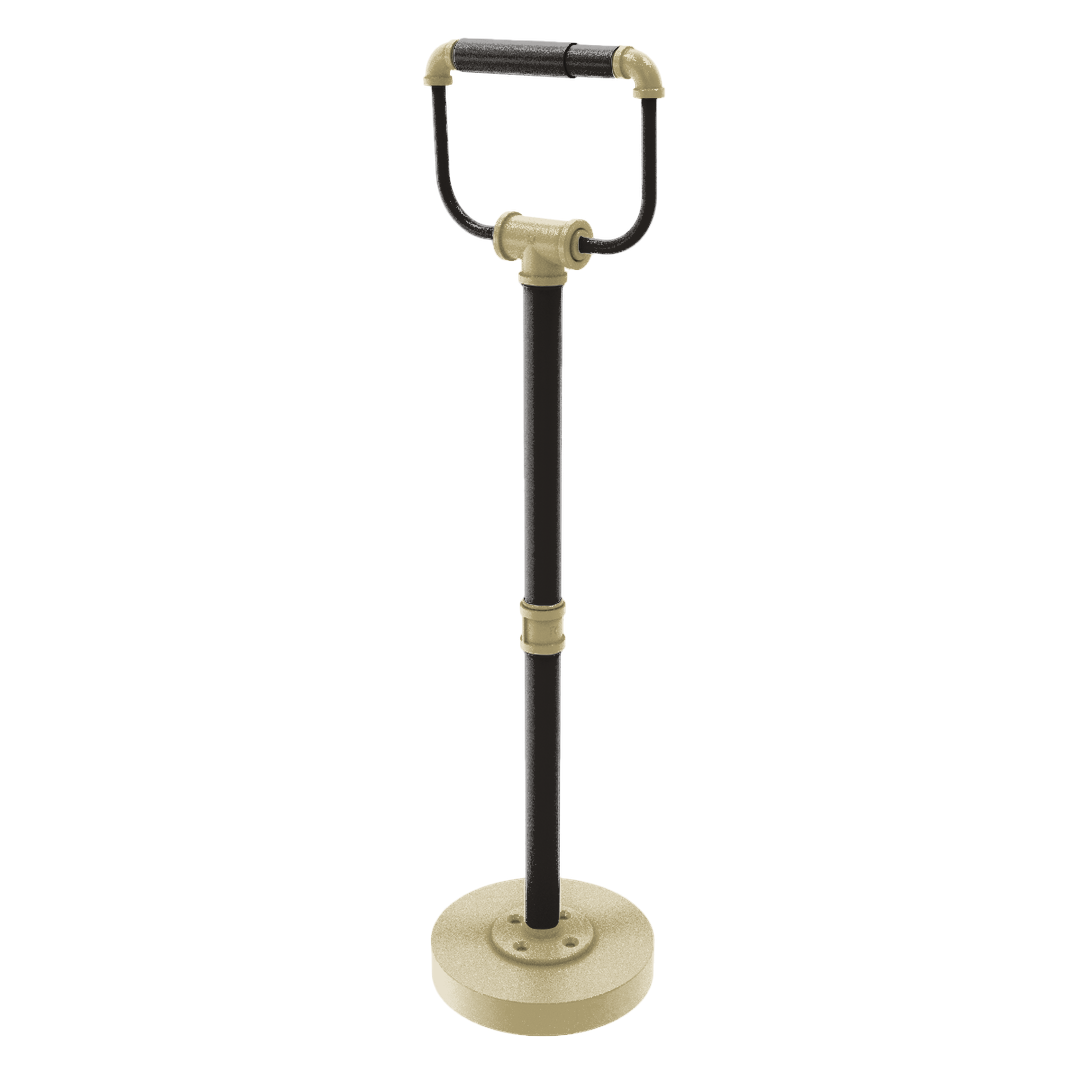 Collegiate Collection Freestanding Toilet Tissue Stand Boulder Black and Gold Edition