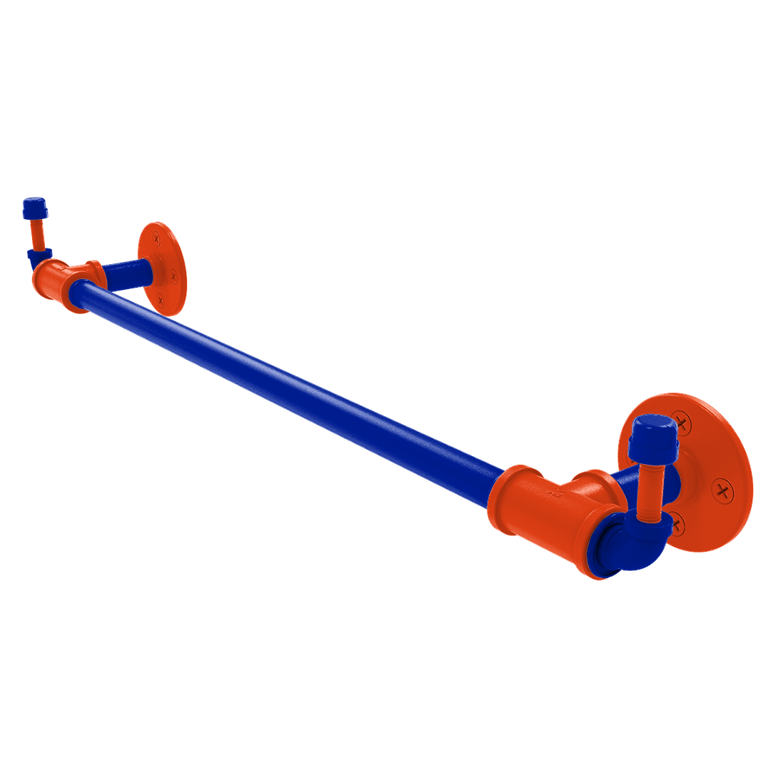 Collegiate Collection Towel Bar with Integrated Hooks Swamp Blue and Orange Edition