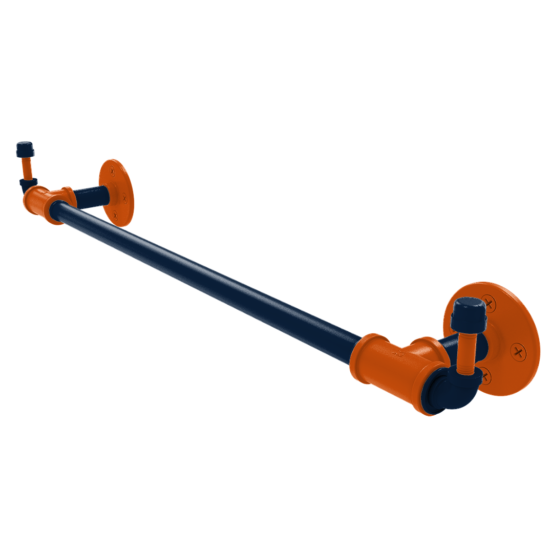 Collegiate Collection Towel Bar with Integrated Hooks Plainsmen Blue and Orange Edition