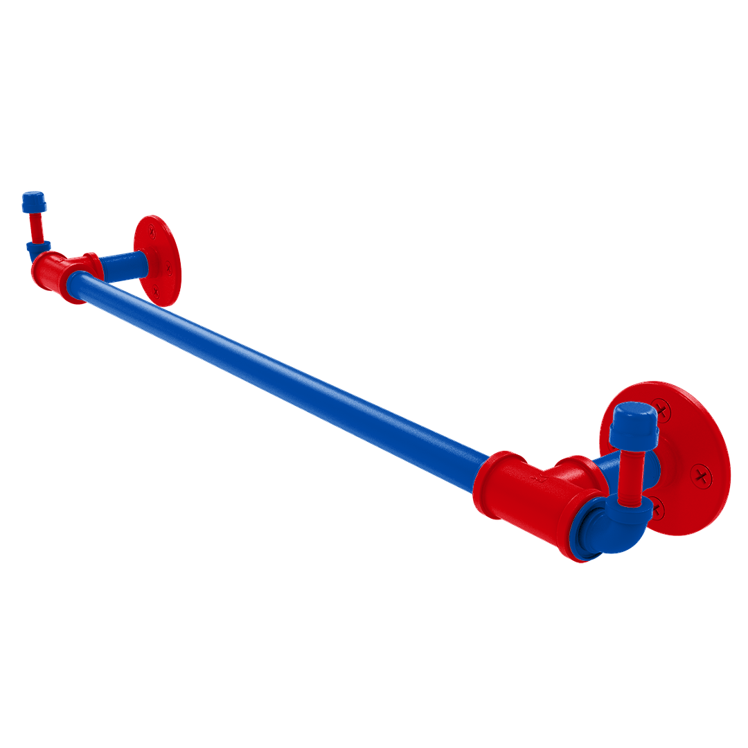 Collegiate Collection Towel Bar with Integrated Hooks Lawrence Blue and Crimson Edition