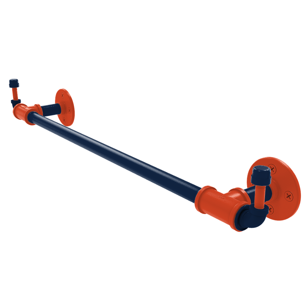 Collegiate Collection Towel Bar with Integrated Hooks Champaign Orange and Blue Edition