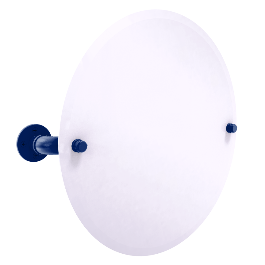 Collegiate Collection Frameless Oval Wall Mounted Tilt Mirror Durham Blue and White Edition