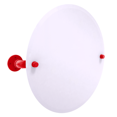 Collegiate Collection Frameless Round Wall Mounted Tilt Mirror Lawrence Blue and Crimson Edition