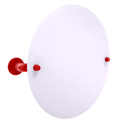 Collegiate Collection Frameless Round Wall Mounted Tilt Mirror Lubbock Red and Black Edition