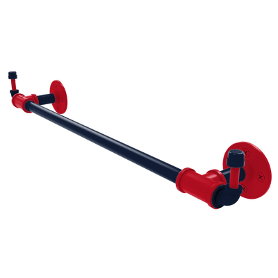 Collegiate Collection Towel Bar with Integrated Hooks Oxford Red and Navy Edition