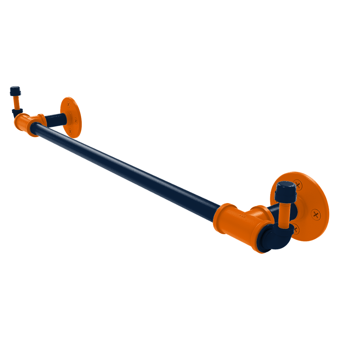 Collegiate Collection Towel Bar with Integrated Hooks Upstate New York Orange and Navy Edition
