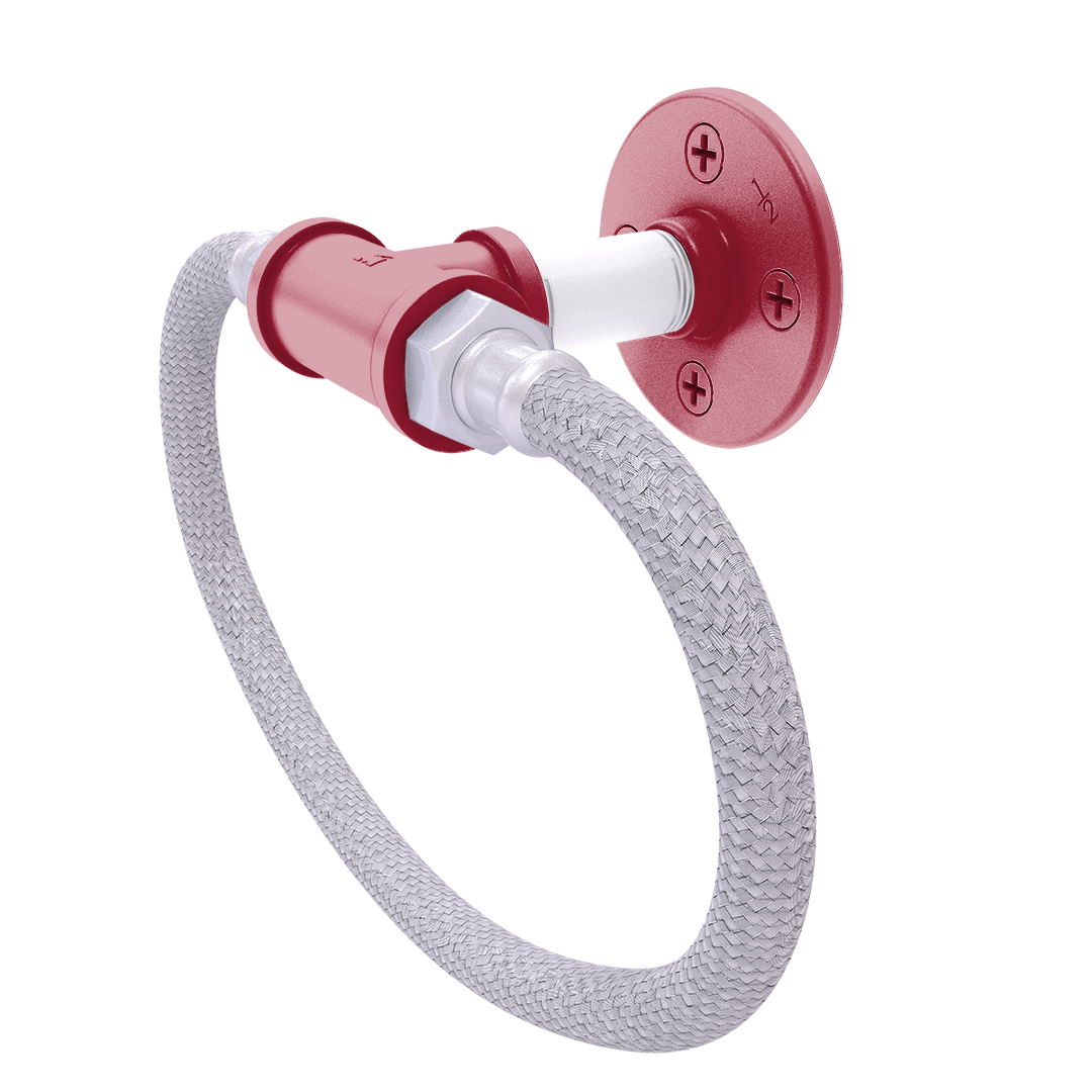 Collegiate Collection Towel Ring with Stainless Steel Braided Ring Tidewater Red and White Edition