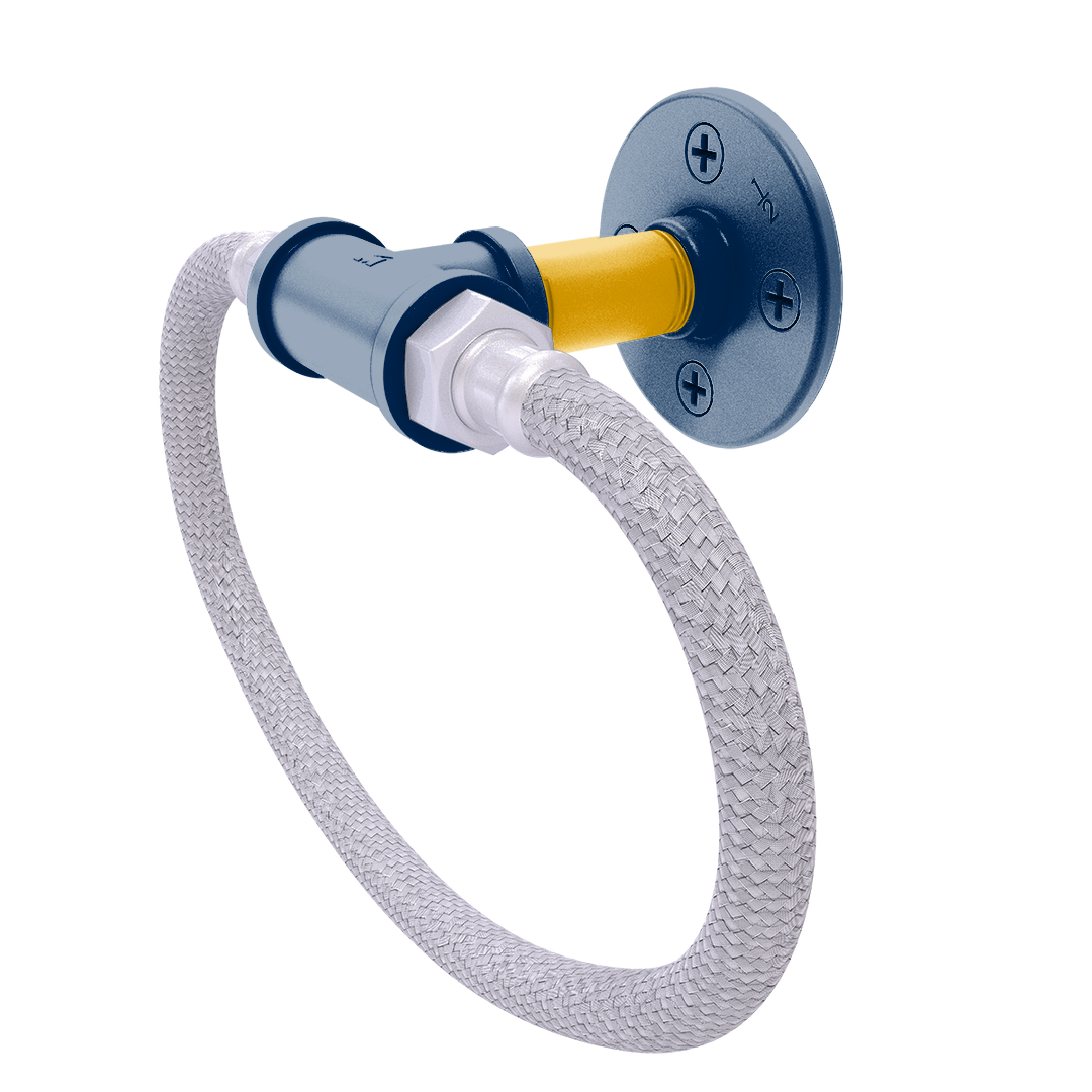 Collegiate Collection Towel Ring with Stainless Steel Braided Ring Mountaineer State Blue and Gold Edition