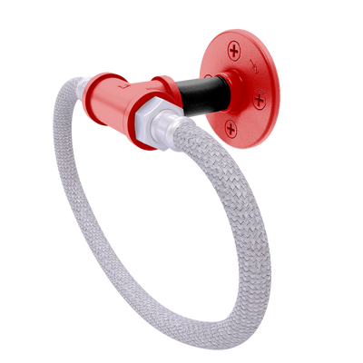 Collegiate Collection Towel Ring with Stainless Steel Braided Ring Lubbock Red and Black Edition