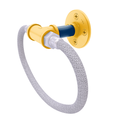 Collegiate Collection Towel Ring with Stainless Steel Braided Ring Bay Area Blue and Gold Edition