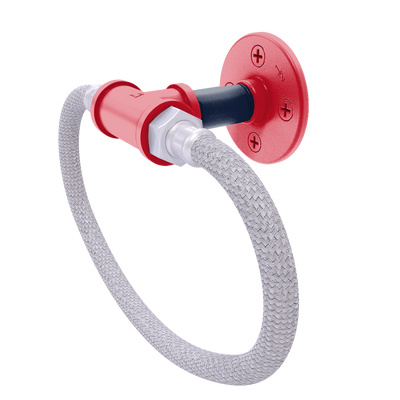 Collegiate Collection Towel Ring with Stainless Steel Braided Ring Oxford Red and Navy Edition
