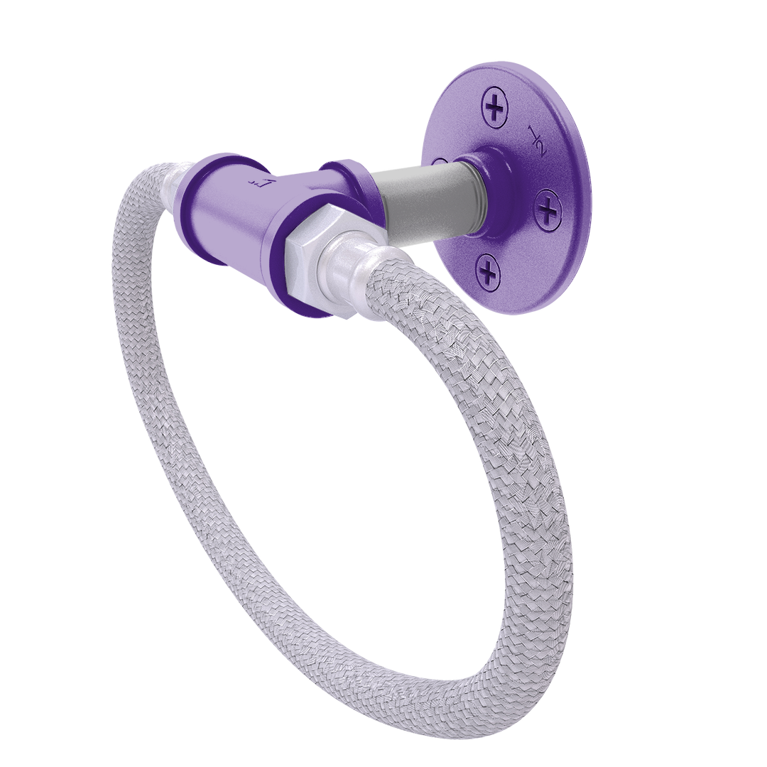Collegiate Collection Towel Ring with Stainless Steel Braided Ring Flint Hills Purple and Silver Edition