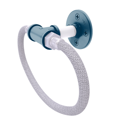 Collegiate Collection Towel Ring with Stainless Steel Braided Ring Hartford Blue and White Edition