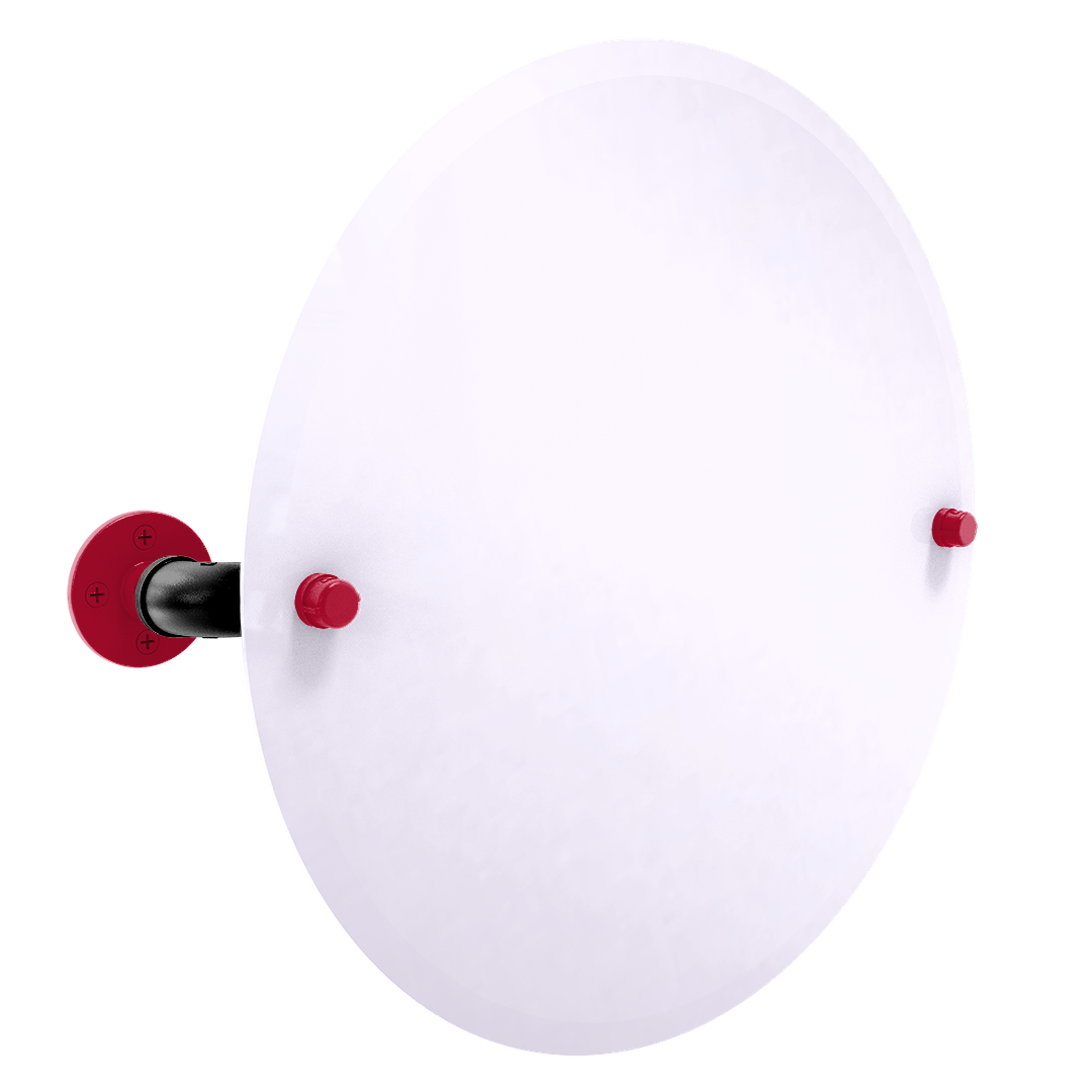 Collegiate Collection Frameless Oval Wall Mounted Tilt Mirror Athens Red and Black Edition
