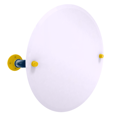 Collegiate Collection Frameless Round Wall Mounted Tilt Mirror Great Lakes Maize and Blue Edition
