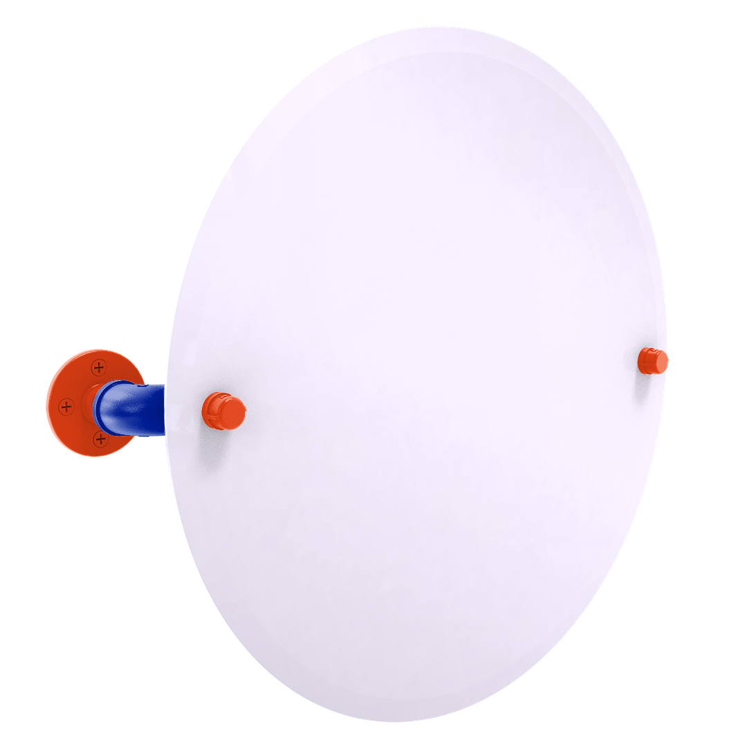 Collegiate Collection Frameless Round Wall Mounted Tilt Mirror Swamp Blue and Orange Edition
