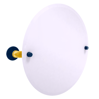 Collegiate Collection Frameless Round Wall Mounted Tilt Mirror Mountaineer State Blue and Gold Edition