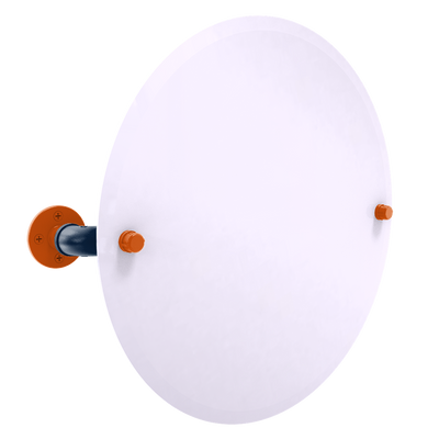Collegiate Collection Frameless Round Wall Mounted Tilt Mirror Plainsmen Blue and Orange Edition
