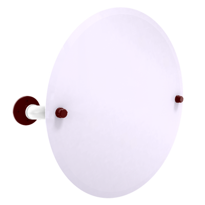 Collegiate Collection Frameless Round Wall Mounted Tilt Mirror College Station Maroon and White Edition