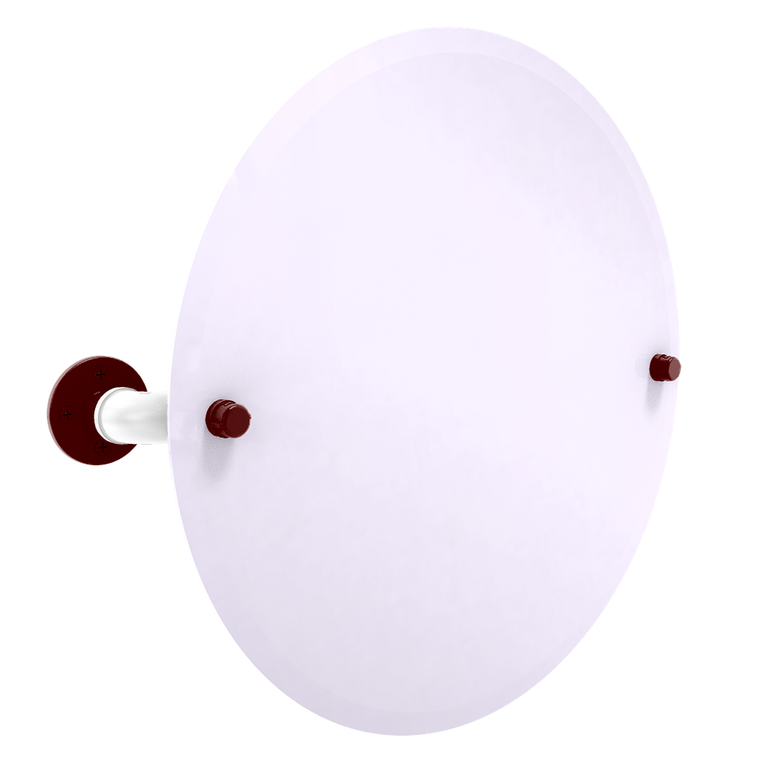 Collegiate Collection Frameless Round Wall Mounted Tilt Mirror College Station Maroon and White Edition
