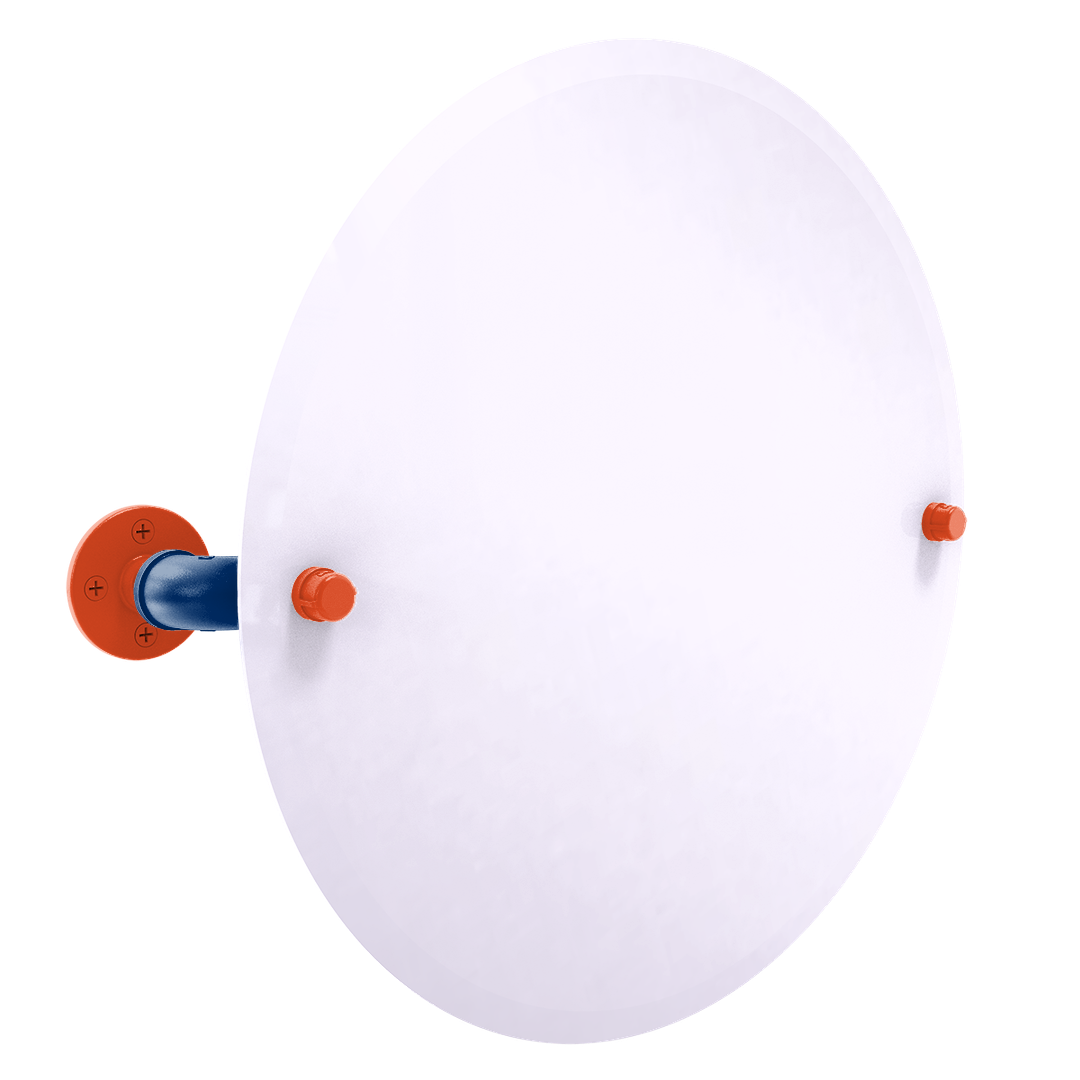 Collegiate Collection Frameless Oval Wall Mounted Tilt Mirror Charlottesville Orange and Blue Edition