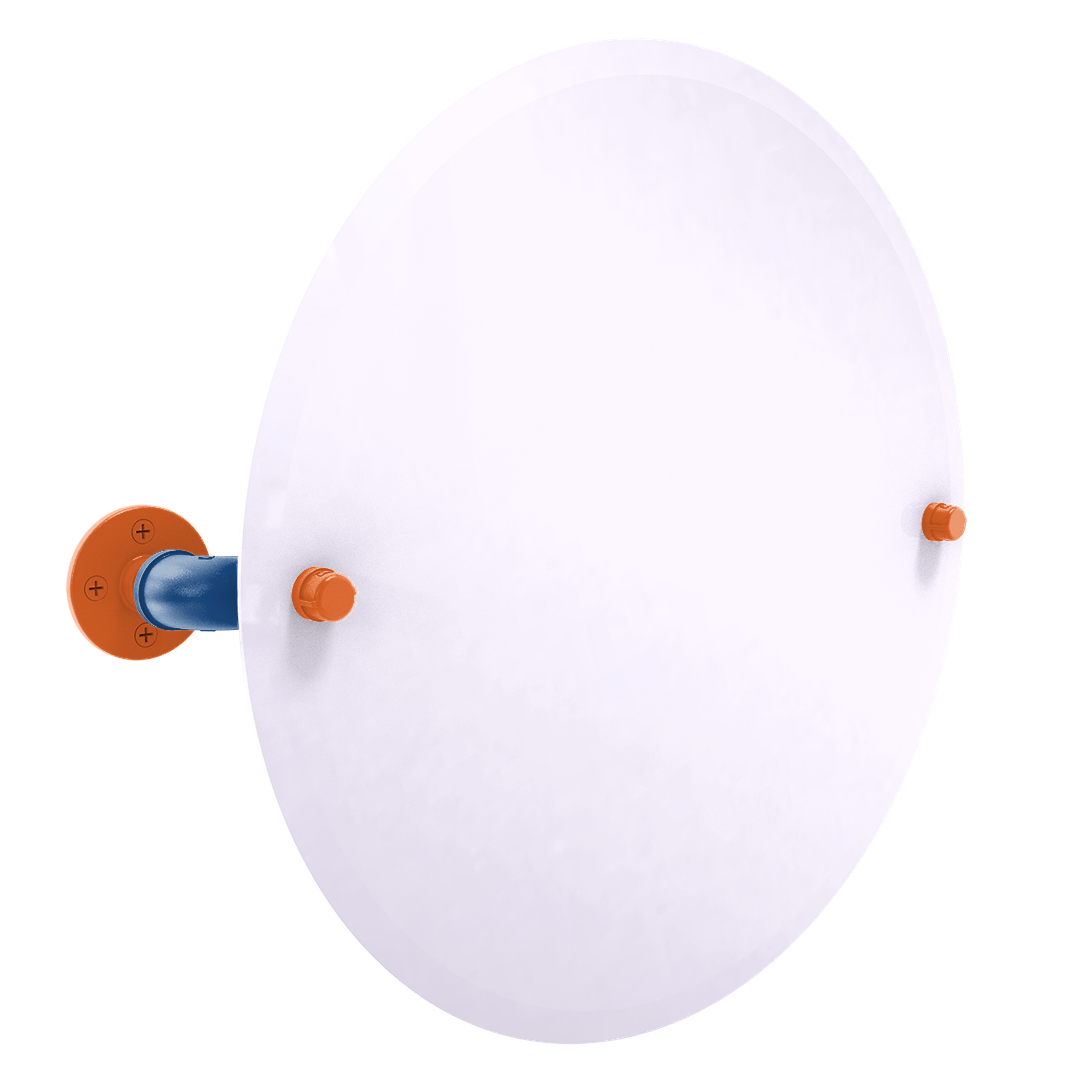 Collegiate Collection Frameless Oval Wall Mounted Tilt Mirror Treasure Valley Blue and Orange Edition