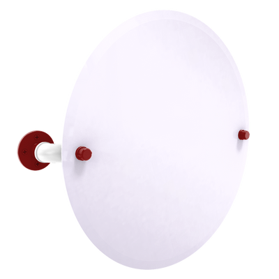 Collegiate Collection Frameless Oval Wall Mounted Tilt Mirror Silicon Valley Red and White Edition